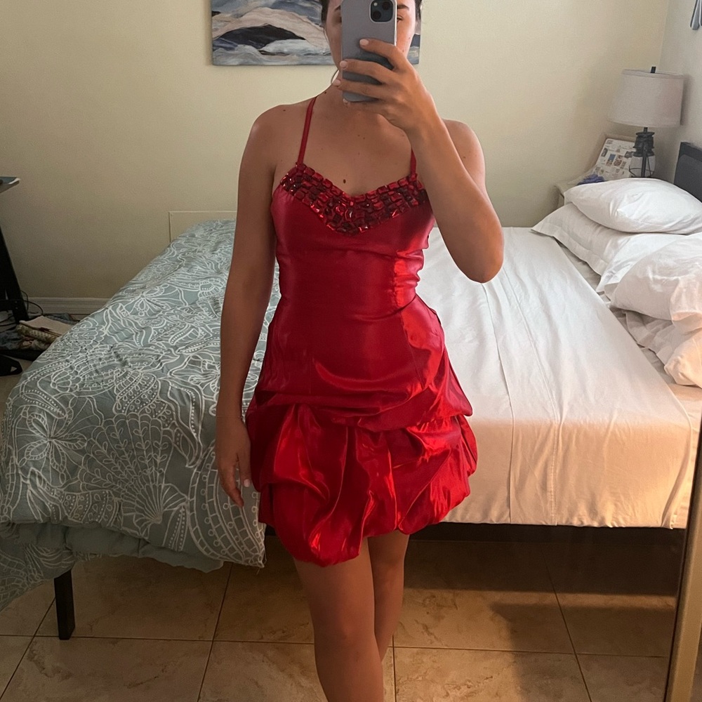 Jessica McClintock Red Bustier Party Prom Dress